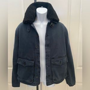 NEW wTag-JOHN VARVATOS Navy Denim Jacket w/Detachable Sherpa Collar Sz 50 (M/L)
